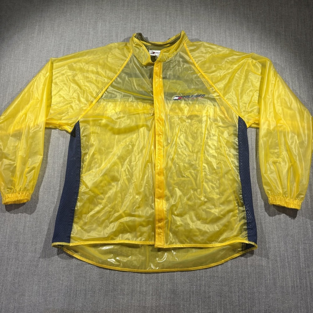 Vintage Tommy Hilfiger Athletics Jacket Mens Large Yellow Windbreaker‎ 90s